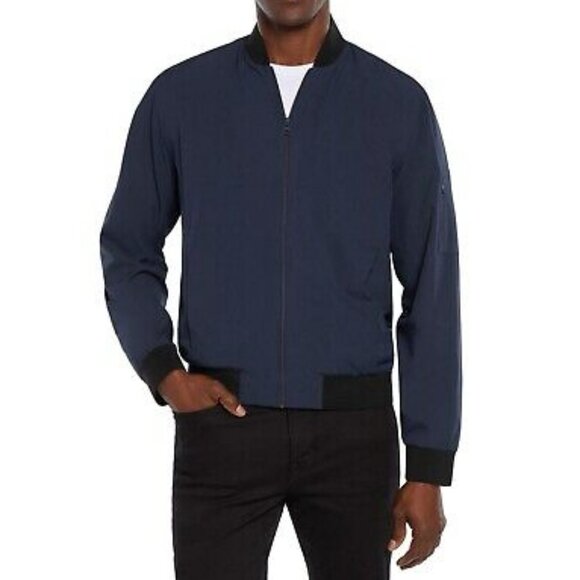 Men's NWT Express Lightweight Bomber‎ Jacket Black Iris Size XXL - Picture 1 of 6